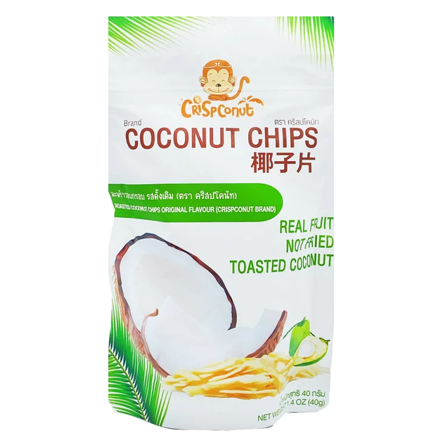 Кокосові чіпси 40 г Crispconut (8859185000764) - Фото 1 Кокосові чіпси 40 г Crispconut (8859185000764) - зображення 1