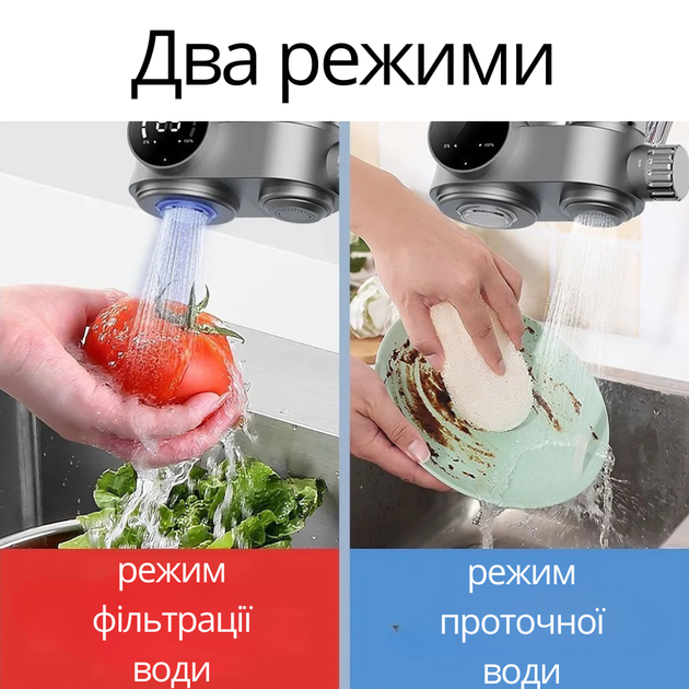 Фільтр-насадка на кран для проточної води та очищення універсальна зі смарт-дисплеєм - зображення 7