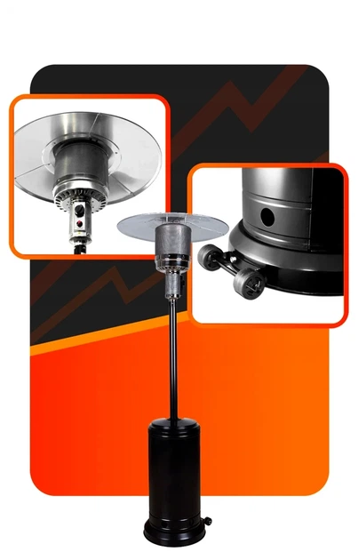 Газовый обогреватель 13 кВт 219 см для террасы и патио Volteno VO2473 Umbrella черный и серебряный - изображение 4