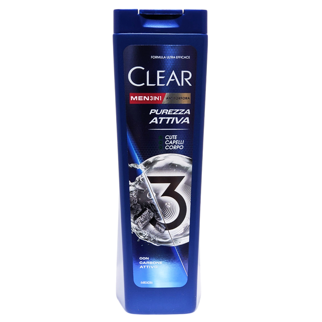 Шампунь для волосся чоловічий проти лупи 3в1 очищаючий CLEAR men sh. purezza attiva 3in1 225 мл. - Фото 1 Шампунь для волосся чоловічий проти лупи 3в1 очищаючий CLEAR men sh. purezza attiva 3in1 225 мл. - зображення 1