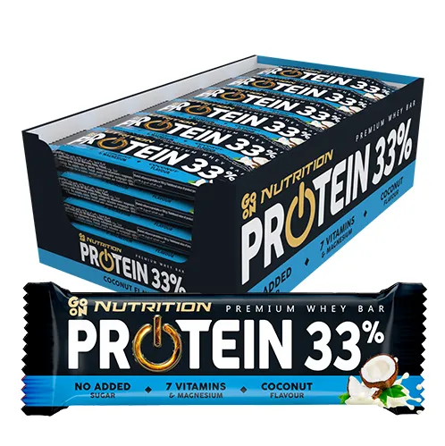 Протеїнові батончики GO ON - Protein Bar 33% (Без цукру) - 50 г*25 шт Кокос - Фото 1 Протеїнові батончики GO ON - Protein Bar 33% (Без цукру) - 50 г*25 шт Кокос - зображення 1