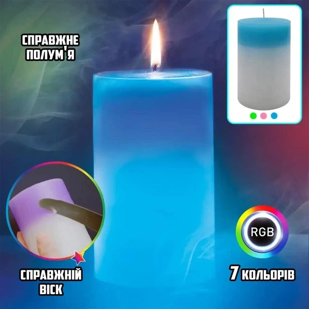 Магическая свеча из воска и подсветкой Свечка Candled Madic хамелион - Фото 2 Магическая свеча из воска и подсветкой Свечка Candled Madic хамелион - изображение 2