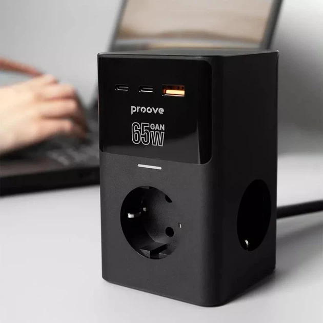 Мережевий фільтр Proove Power Cube 65W (3xAC + 2xType-C + 1xUSB) 1.5m - зображення 9