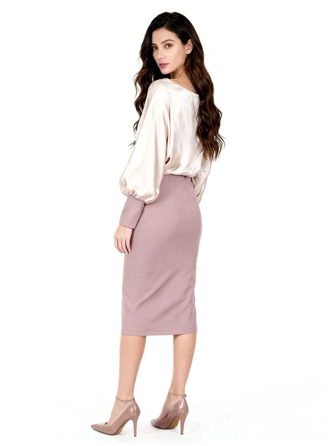 Жіноча комбінована міді сукня LadyLike 50 Бежевий (ladlk2243340089443) - изображение 5