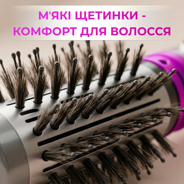 Фен щітка гребінець браш з обертанням 2в1 Professional Hot Air Styler 1000 Вт випрямляч для укладання волосся стайлер з функцією іонізації - изображение 7