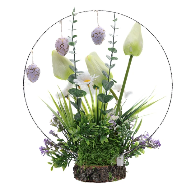 Пасхальная интерьерная композиция Gala Decor с зайчиком в цветах на деревянном срезе с LED-подсветкой (30х30 см) - Фото 3 Пасхальная интерьерная композиция Gala Decor с зайчиком в цветах на деревянном срезе с LED-подсветкой (30х30 см) - изображение 3