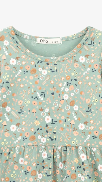 Сукня з візерунком для дівчинки DIFA 26101 104 см Зелений shop (2000999467479) - зображення 2