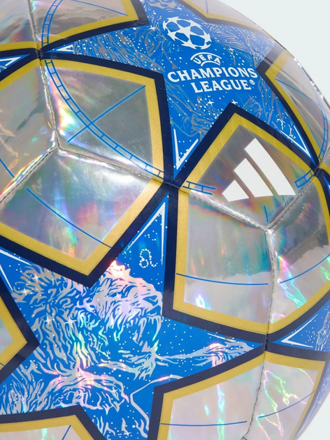 Футбольний м'яч Adidas UCL Training 25/26 League Stage Foil розмір 5, сріблясто-синій - Фото 2 Футбольний м'яч Adidas UCL Training 25/26 League Stage Foil розмір 5, сріблясто-синій - изображение 2
