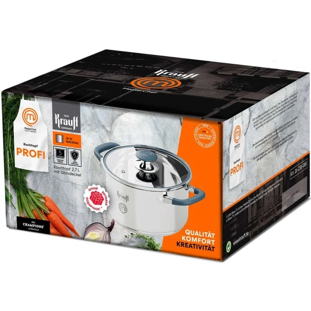 Каструля KRAUFF MasterChef 2,7 л з нержавіючої сталі з кришкою - зображення 3