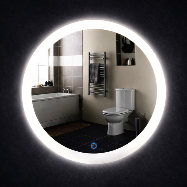 Зеркало для ванной комнаты с LED подсветкой 60х60 см настенное зеркало с подсветкой для коридора и ванной комнаты с сенсорным управлением и защитой от запотевания - изображение 2