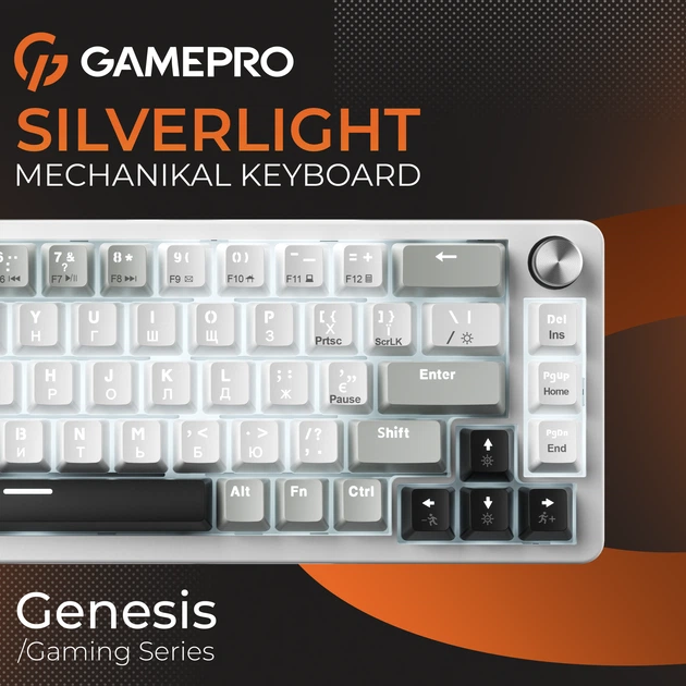 Клавіатура дротова GamePro Genesis Silverlight MK116 USB Grey - зображення 5