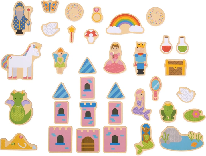 Набір дерев'яних магнітів Bigjigs Toys Фантазія 35 шт 2999654 (691621192719) - зображення 2