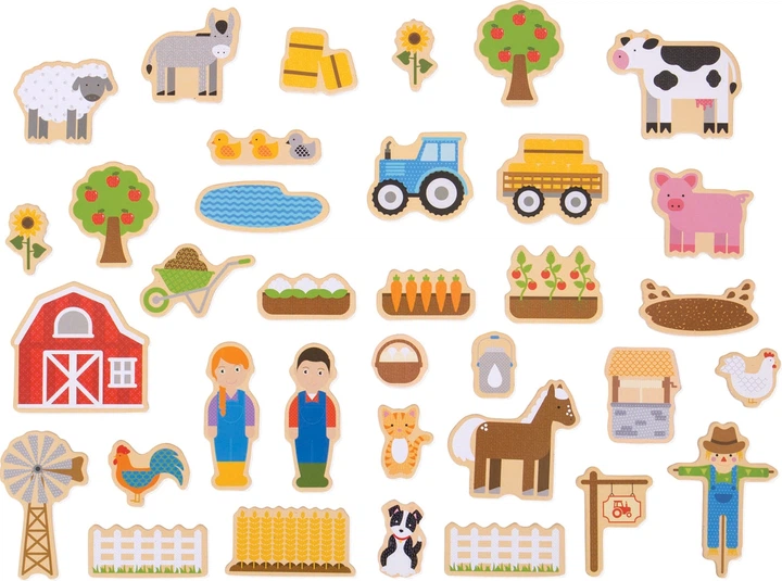 Набір дерев'яних магнітів Bigjigs Toys Ферма 35 шт 2999655 (691621192740) - зображення 2