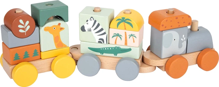 Zabawka Small Foot drewniany kolorowy pociąg safari edukacyjny 16 elementów 5410533 (4020972116987) - obraz 2