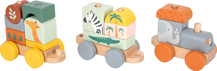Zabawka Small Foot drewniany kolorowy pociąg safari edukacyjny 16 elementów 5410533 (4020972116987) - obraz 3