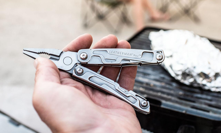 Мультитул 14-в-1 Leatherman REV компактный универсальный инструмент многофункциональный 14 функций из нержавеющей стали для туризма походов кемпинга и ремонта, Silver - изображение 3