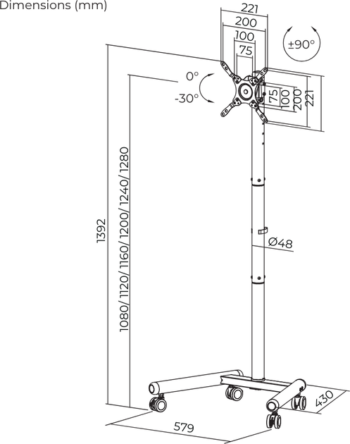 Підлогова стійка для телевізора ITech FS62-22TW 13"-50" - зображення 15