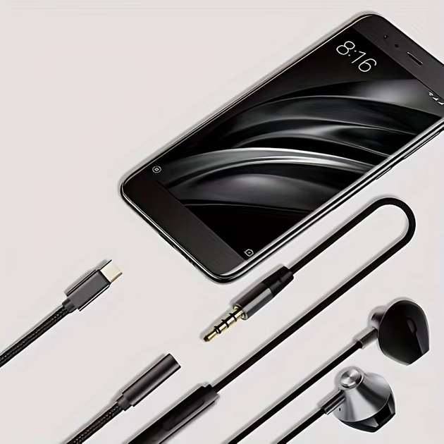 Аудіо-перехідник USB-C на Mini-jack 3.5 мм для смартфонів Black, адаптер AUX 3.5 мм під дротові навушники, аудіокабель для Samsung / Xiaomi / iPhone / Pixel / Huawei / OnePlus - зображення 6