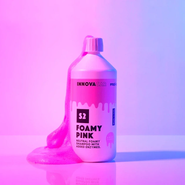 Шампунь для ручной мойки розового цвета Innovacar S2 Foamy Color Pink Snow Foam 1 л - изображение 2