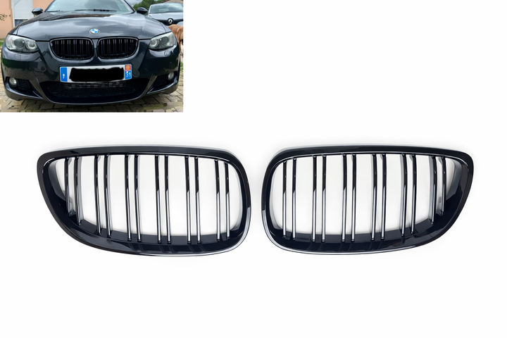 Двойная решетка радиатора M-Performance BMW E92 E93 2006-2009 дорест черный глянец - изображение 2