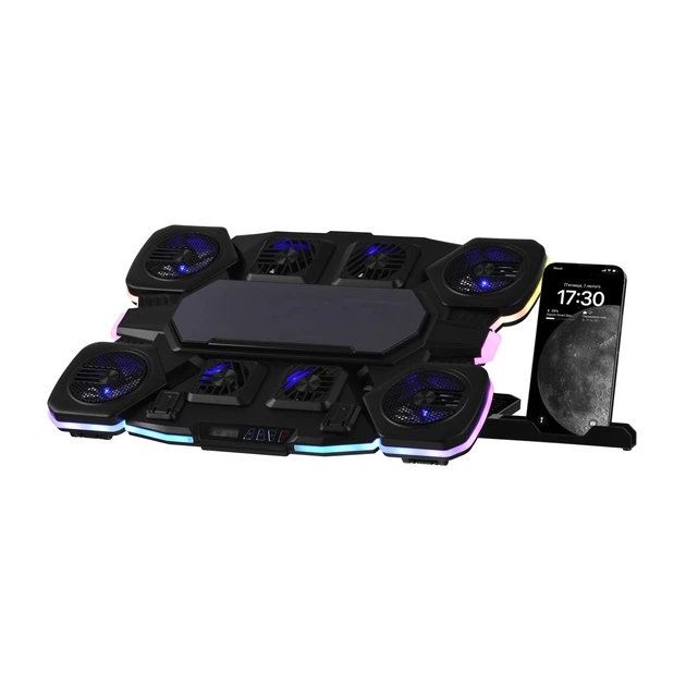 Подставка для ноутбука 2E GAMING CPG-012, до 17.3", 1xUSB-C, LCD/semiconductor cooling pad, RGB, чёрный - Фото 1 Подставка для ноутбука 2E GAMING CPG-012, до 17.3", 1xUSB-C, LCD/semiconductor cooling pad, RGB, чёрный - изображение 1