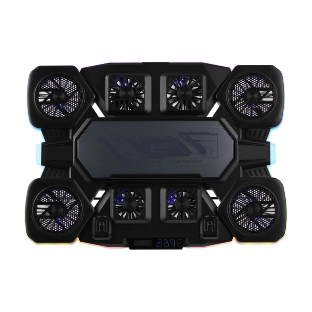 Подставка для ноутбука 2E GAMING CPG-012, до 17.3", 1xUSB-C, LCD/semiconductor cooling pad, RGB, чёрный - Фото 9 Подставка для ноутбука 2E GAMING CPG-012, до 17.3", 1xUSB-C, LCD/semiconductor cooling pad, RGB, чёрный - изображение 9