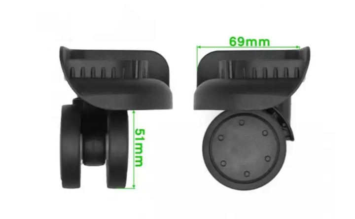 Колесные блоки для пластиковых чемоданов, d-54 mm, с вращением 360 градусов, двойные, 69х69 мм - Фото 1 Колесные блоки для пластиковых чемоданов, d-54 mm, с вращением 360 градусов, двойные, 69х69 мм - изображение 1