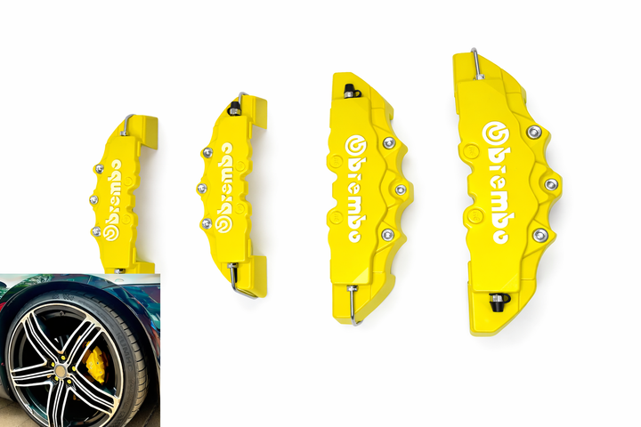 Декоративные накладки на суппорты Brembo желтые универсальные под диски 14 15 16 комплект 4 шт - изображение 2