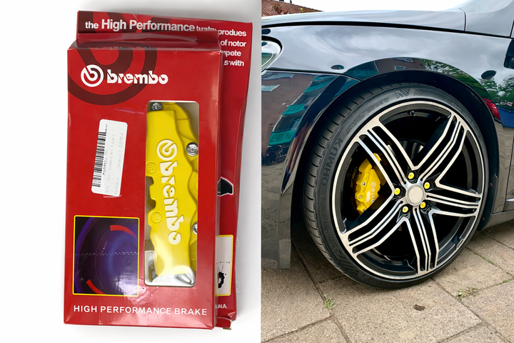 Декоративные накладки на суппорты Brembo желтые универсальные под диски 14 15 16 комплект 4 шт - изображение 3