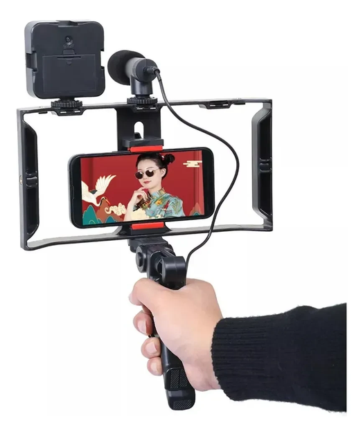 Набор для влогинга Video Making Kit AY49X для смартфона с LED подсветкой микрофоном и штативом для блоггинга контента - изображение 3