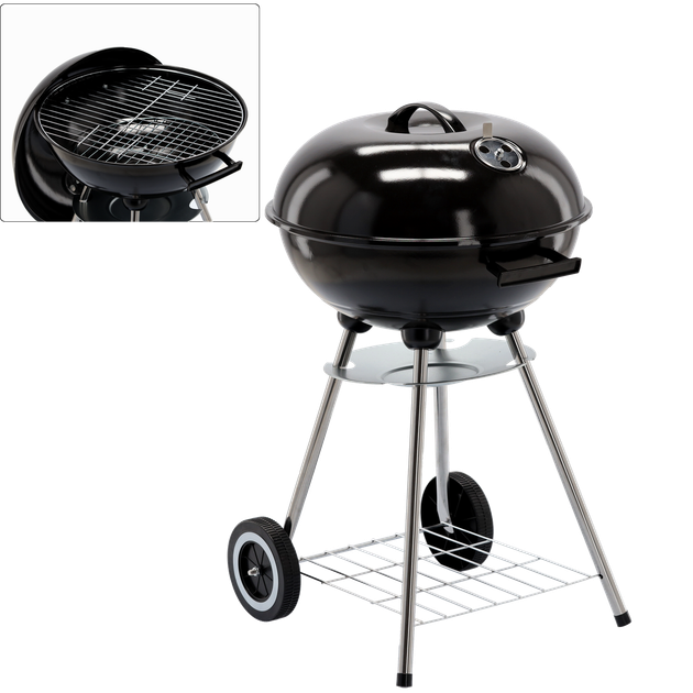 Мобільний вугільний гриль з кришкою BBQ Meeting BBQ5290 круглий 46x44x71 см компактний гриль для пікніка барбекю кемпінгу дачі переносний мангал на вугіллі з решіткою вентиляцією стійкий портативний садовий гриль для відпочинку на природі - Фото 2 Мобільний вугільний гриль з кришкою BBQ Meeting BBQ5290 круглий 46x44x71 см компактний гриль для пікніка барбекю кемпінгу дачі переносний мангал на вугіллі з решіткою вентиляцією стійкий портативний садовий гриль для відпочинку на природі - зображення 2