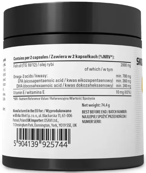 Olej rybny Skill Nutrition Skill Nutrition Omega 2000 60 kapsułek miękkich (5904139925744) - obraz 2
