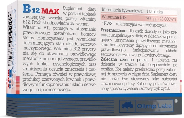Дієтична добавка Olimp B12 Max 60 таблеток (5901330067648) - зображення 2