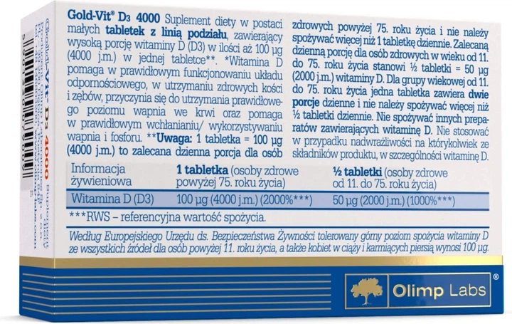 Suplement diety Olimp Gold-Vit D3 4000 90 tabletek (5901330079009) - obraz 2