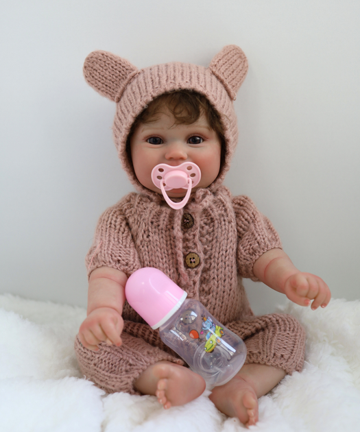Лялька Реборн Reborn Doll 50 см, реалістична вініл-силіконова дівчинка пупс кучерява в одязі+аксесуари - Фото 1 Лялька Реборн Reborn Doll 50 см, реалістична вініл-силіконова дівчинка пупс кучерява в одязі+аксесуари - зображення 1