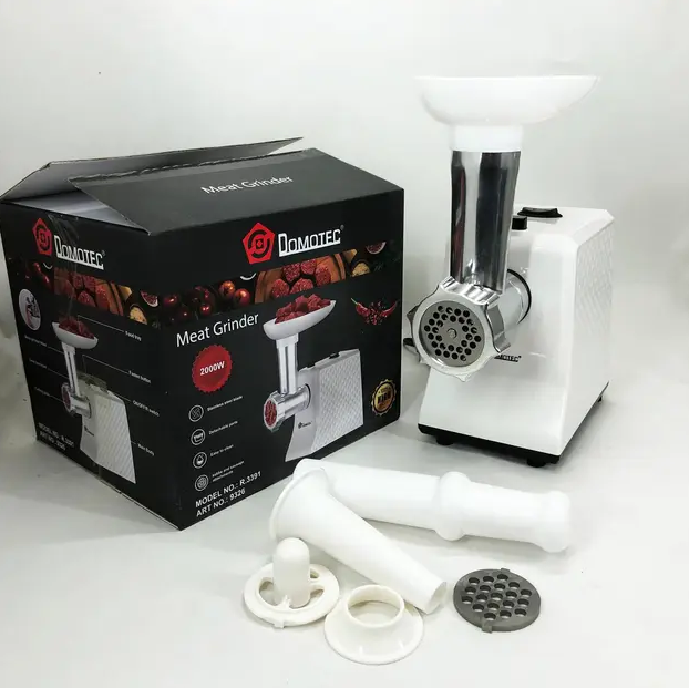 Мясорубка Domotec электрическая 2000 Вт с реверсом, 3 решетки для фарша, металлическая - Фото 5 Мясорубка Domotec электрическая 2000 Вт с реверсом, 3 решетки для фарша, металлическая - изображение 5
