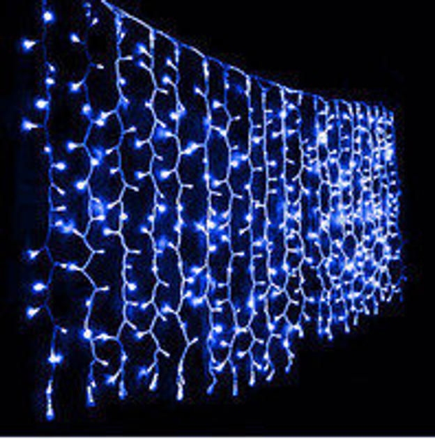 Синяя Гирлянда Бахрома на черном проводе 144 led 1,5х1,2м (21669 ...