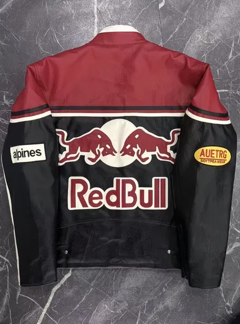 Мужская кожаная мото куртка в гоночном стиле Red Bull ред бул Ferrari Formula F1 М - Фото 2 Мужская кожаная мото куртка в гоночном стиле Red Bull ред бул Ferrari Formula F1 М - изображение 2