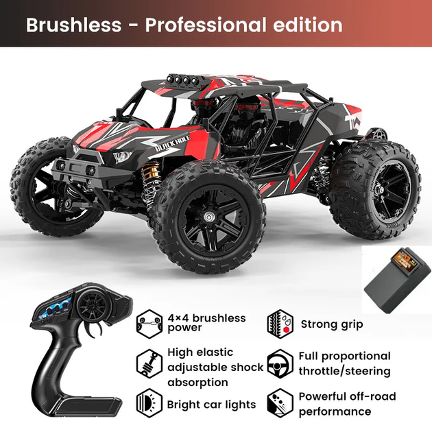 Радіокерована машинка HS14431 1:14 4WD Brushless на пульті керування до 70 км/год, RC позашляховик, всюдихід, акумулятор 11.1V - зображення 2
