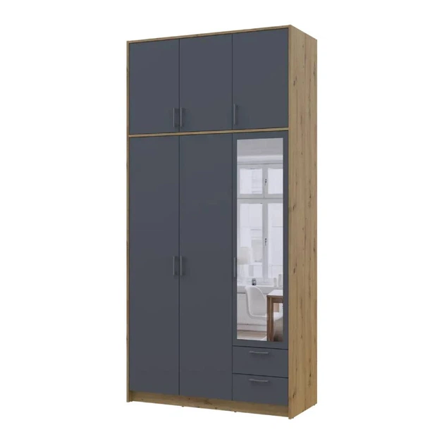 Антресоль высокая Doros Ронди Дуб Артизан/Графит 3 ДСП 121х52х65 (DRS-011906) - изображение 8
