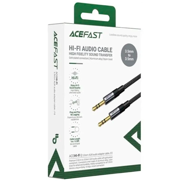 Аудіо кабель Aux Acefast J10 (1m) Black - зображення 4