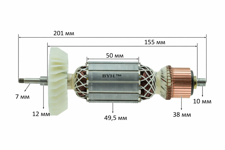 Якір (ротор) для болгарки Makita GA9050, аналог 518747-7 (як1107) - Фото 1 Якір (ротор) для болгарки Makita GA9050, аналог 518747-7 (як1107) - зображення 1