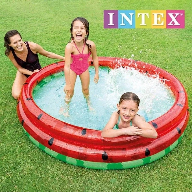 Надувной детский бассейн Арбуз Intex 58448 168*38 см 581 л - Фото 2 Надувной детский бассейн Арбуз Intex 58448 168*38 см 581 л - изображение 2