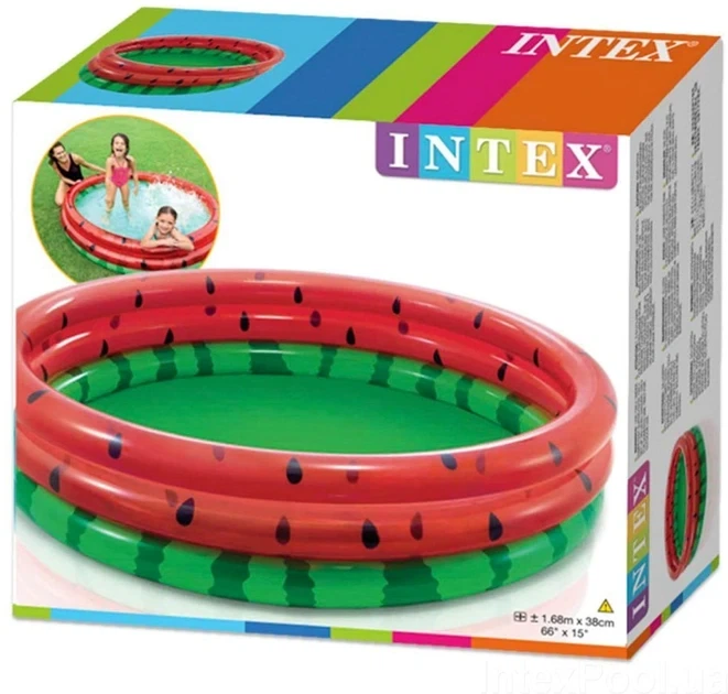 Надувной детский бассейн Арбуз Intex 58448 168*38 см 581 л - Фото 3 Надувной детский бассейн Арбуз Intex 58448 168*38 см 581 л - изображение 3