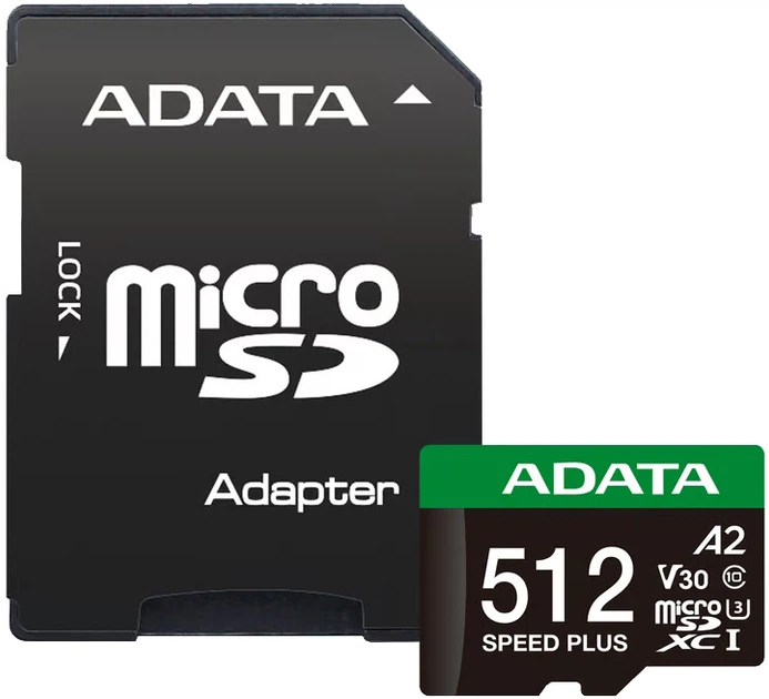 Karta pamięci microSD Adata Speed Plus 512GB z adapterem SD (UD512GUI3V30A2SP-RA1) - obraz 2