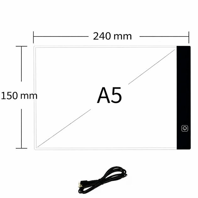 Світловий планшет для малювання A4/A5 LED (3 рівні яскравості) Копіювальна дошка для дітей та дорослих - зображення 5