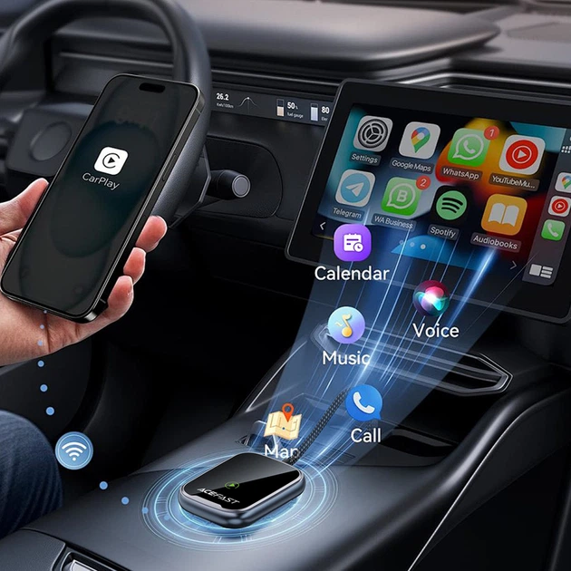 Адаптер ACEFAST QC1 CarPlay бездротовий adapter for car Metal Gray (6974316285793) - Фото 6 Адаптер ACEFAST QC1 CarPlay бездротовий adapter for car Metal Gray (6974316285793) - зображення 6
