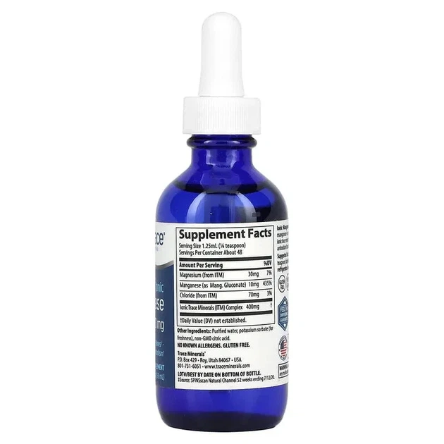 Ионный марганец Liquid Ionic Manganese 10 мг Trace Minerals Research, 59 мл - изображение 2