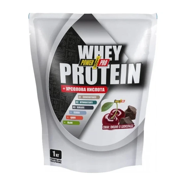 Сироватковий протеїн з урсоловою кислотою Whey Protein +ursolic acid Power Pro, полуниця з вершками, 1 кг - зображення 2
