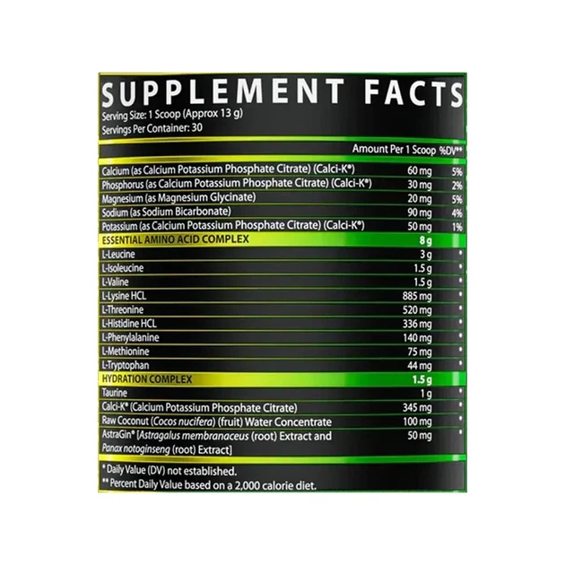 Образец аминокислот EAA с электролитами Hydration Nutrex Лимон-лайм 13 г - изображение 6